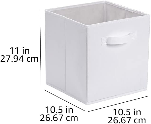 Amazon Basics Collapsible Fabric Storage Cube Bins Organizer with Handles for Organization and Organizing Solution, 13"x13"x13", Beige, 6-Pack
