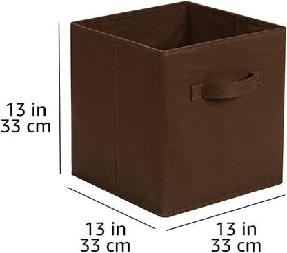 Amazon Basics Collapsible Fabric Storage Cube Bins Organizer with Handles for Organization and Organizing Solution, 13"x13"x13", Beige, 6-Pack
