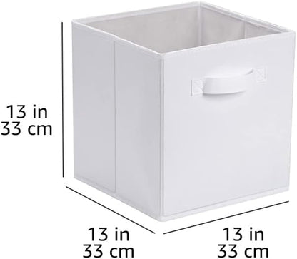 Amazon Basics Collapsible Fabric Storage Cube Bins Organizer with Handles for Organization and Organizing Solution, 13"x13"x13", Beige, 6-Pack