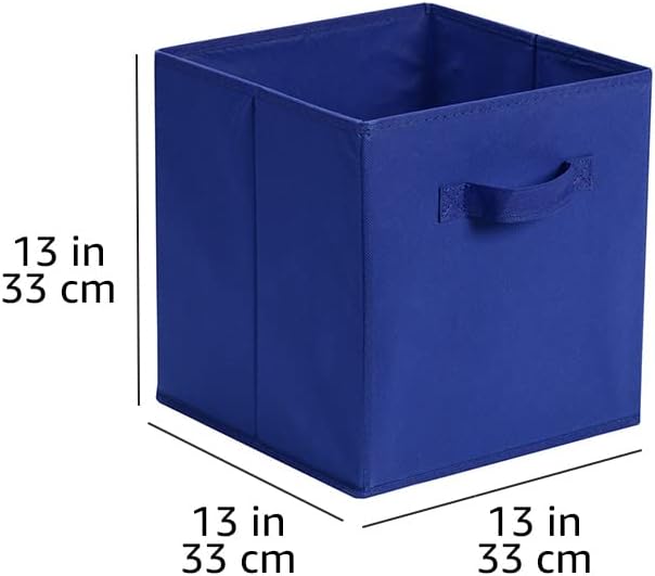 Amazon Basics Collapsible Fabric Storage Cube Bins Organizer with Handles for Organization and Organizing Solution, 13"x13"x13", Beige, 6-Pack