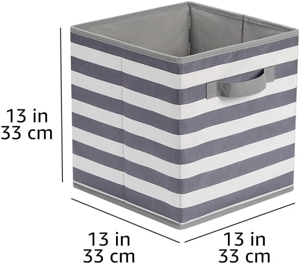 Amazon Basics Collapsible Fabric Storage Cube Bins Organizer with Handles for Organization and Organizing Solution, 13"x13"x13", Beige, 6-Pack