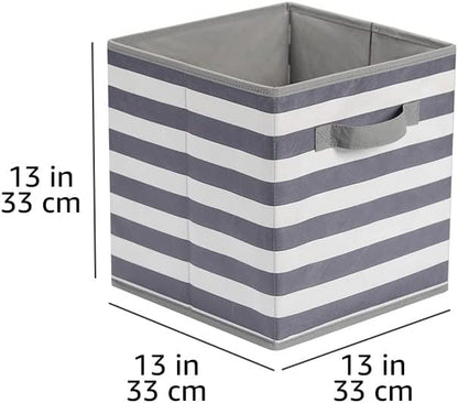 Amazon Basics Collapsible Fabric Storage Cube Bins Organizer with Handles for Organization and Organizing Solution, 13"x13"x13", Beige, 6-Pack