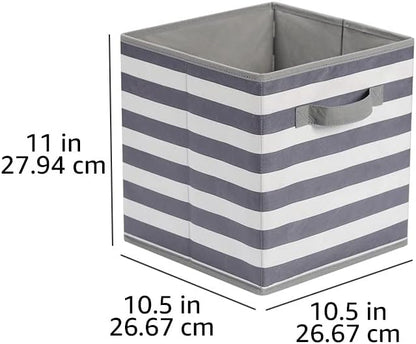 Amazon Basics Collapsible Fabric Storage Cube Bins Organizer with Handles for Organization and Organizing Solution, 13"x13"x13", Beige, 6-Pack