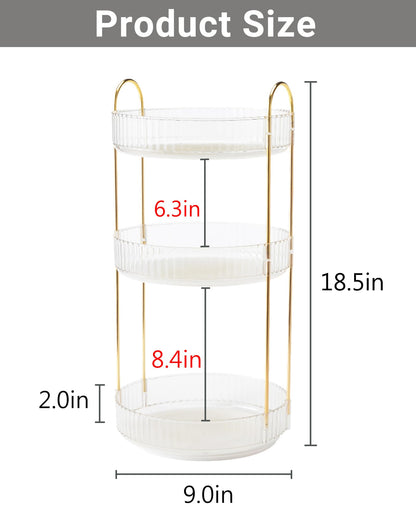 Asayuee 360 Rotating Makeup Organizer for Vanity,2 Tier Large Capacity Skincare Organizers,Bathroom Counter Organizer, Spinning Perfume Organizer & Vanity Organizer (Green-2 Tier)