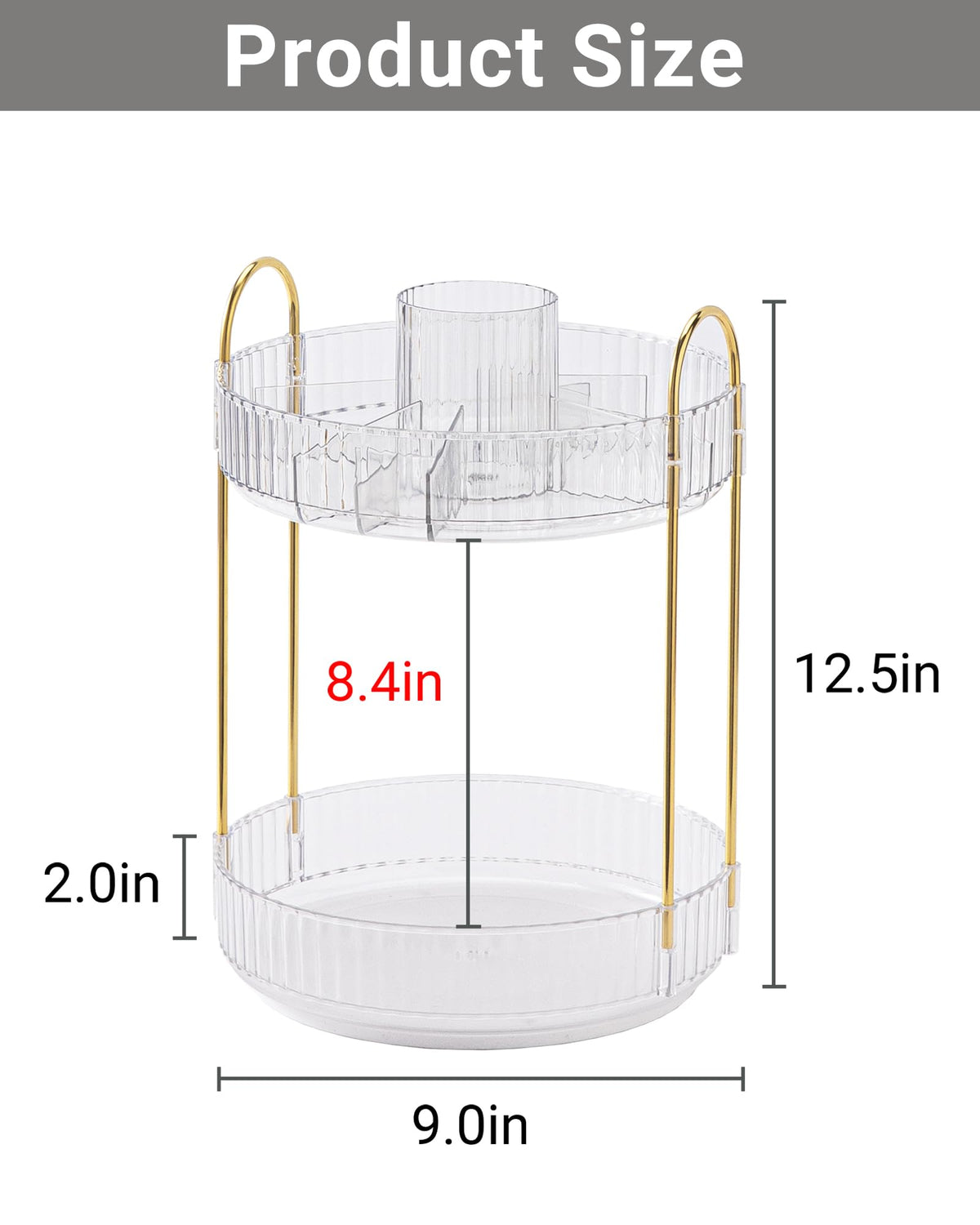 Asayuee 360 Rotating Makeup Organizer for Vanity,2 Tier Large Capacity Skincare Organizers,Bathroom Counter Organizer, Spinning Perfume Organizer & Vanity Organizer (Green-2 Tier)