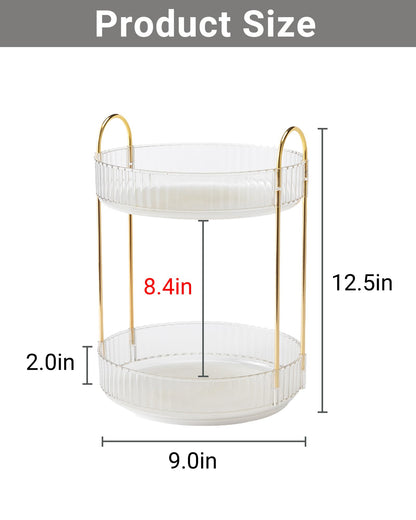 Asayuee 360 Rotating Makeup Organizer for Vanity,2 Tier Large Capacity Skincare Organizers,Bathroom Counter Organizer, Spinning Perfume Organizer & Vanity Organizer (Green-2 Tier)