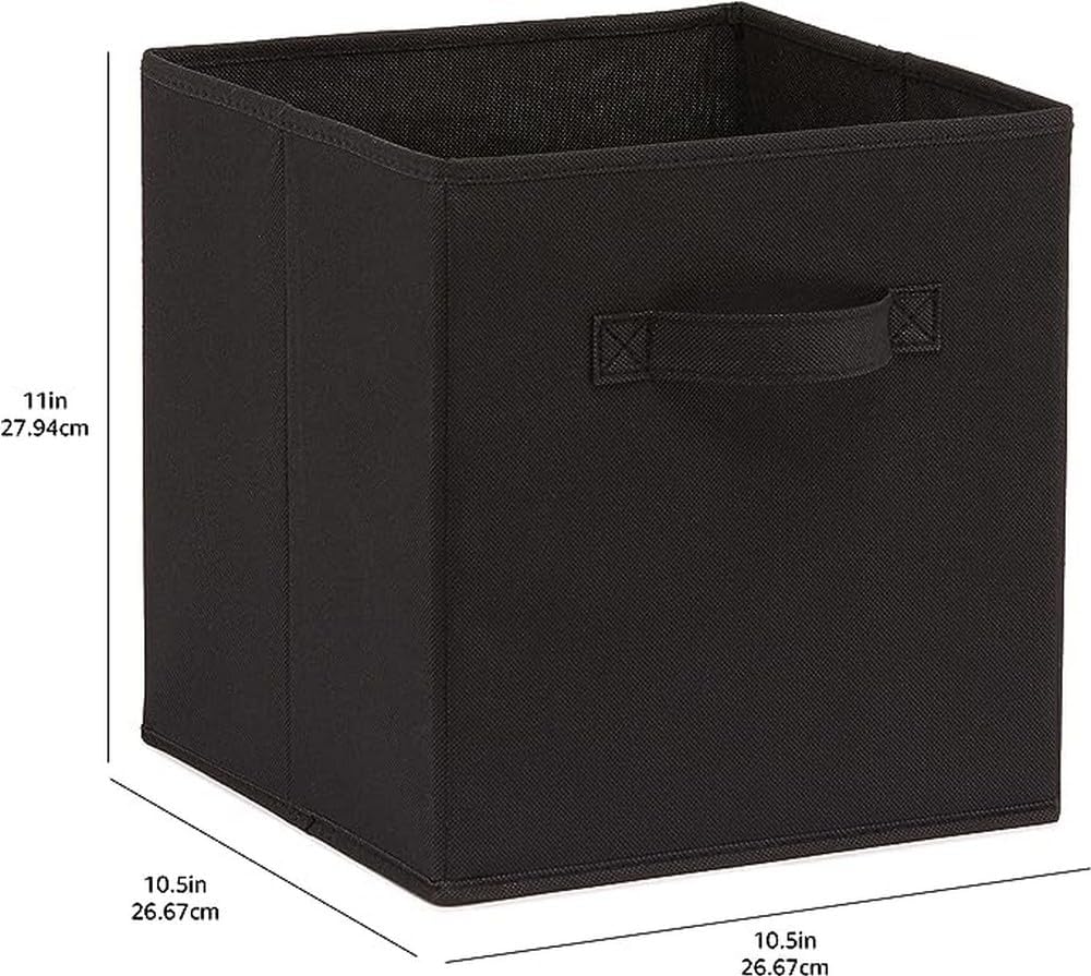Amazon Basics Collapsible Fabric Storage Cube Bins Organizer with Handles for Organization and Organizing Solution, 13"x13"x13", Beige, 6-Pack