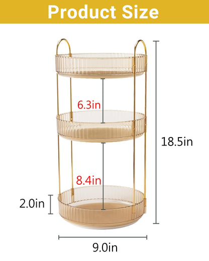 Asayuee 360 Rotating Makeup Organizer for Vanity,2 Tier Large Capacity Skincare Organizers,Bathroom Counter Organizer, Spinning Perfume Organizer & Vanity Organizer (Green-2 Tier)
