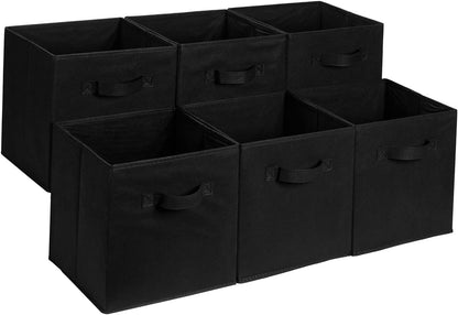 Amazon Basics Collapsible Fabric Storage Cube Bins Organizer with Handles for Organization and Organizing Solution, 13"x13"x13", Beige, 6-Pack