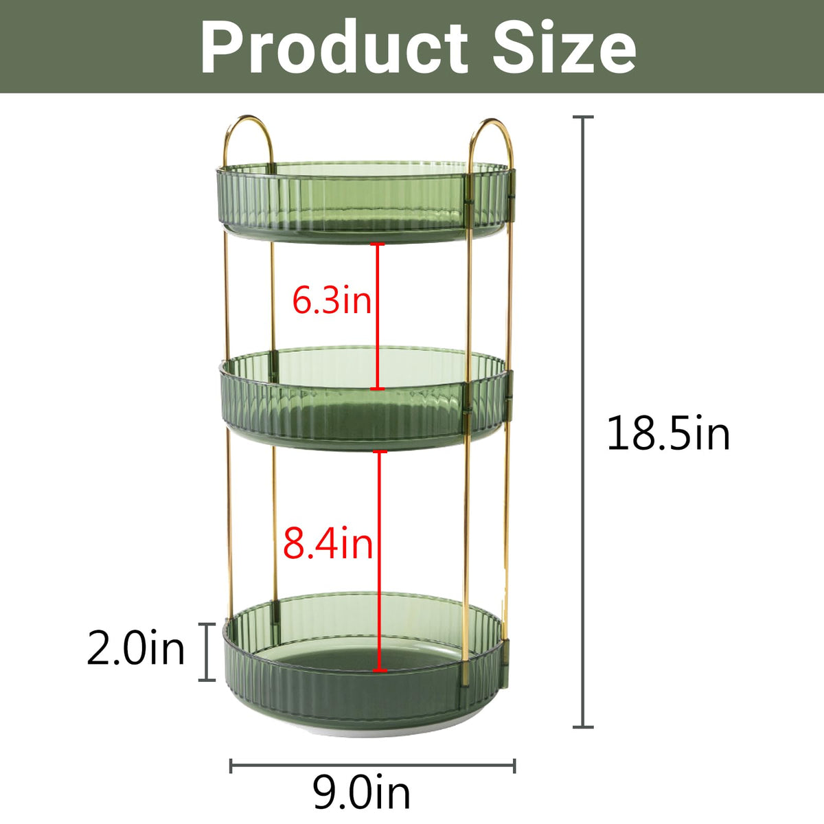 Asayuee 360 Rotating Makeup Organizer for Vanity,2 Tier Large Capacity Skincare Organizers,Bathroom Counter Organizer, Spinning Perfume Organizer & Vanity Organizer (Green-2 Tier)