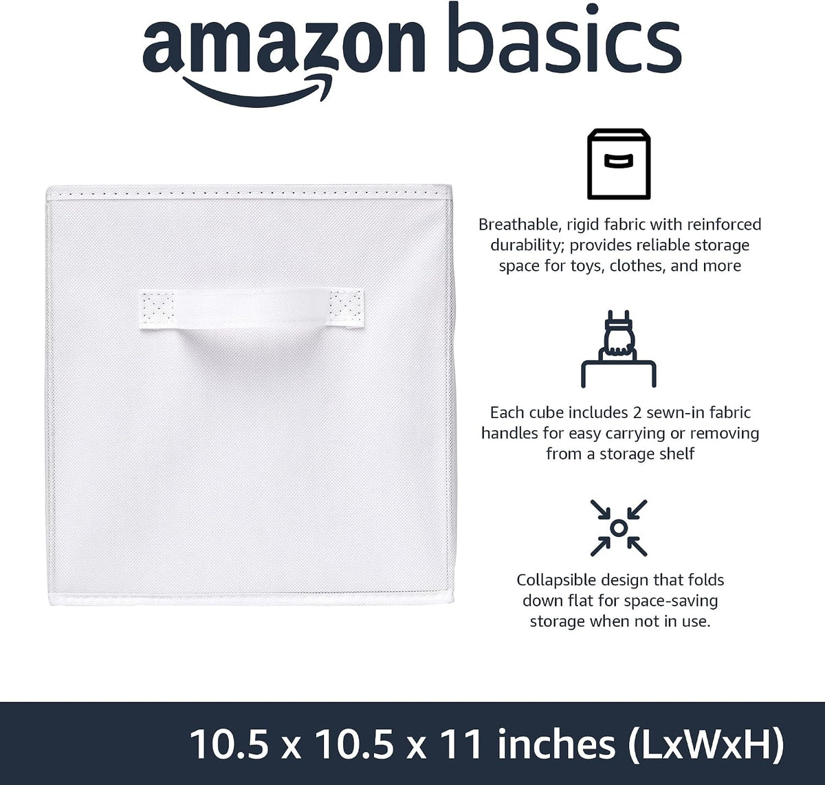 Amazon Basics Collapsible Fabric Storage Cube Bins Organizer with Handles for Organization and Organizing Solution, 13"x13"x13", Beige, 6-Pack