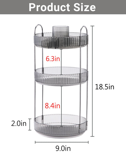 Asayuee 360 Rotating Makeup Organizer for Vanity,2 Tier Large Capacity Skincare Organizers,Bathroom Counter Organizer, Spinning Perfume Organizer & Vanity Organizer (Green-2 Tier)