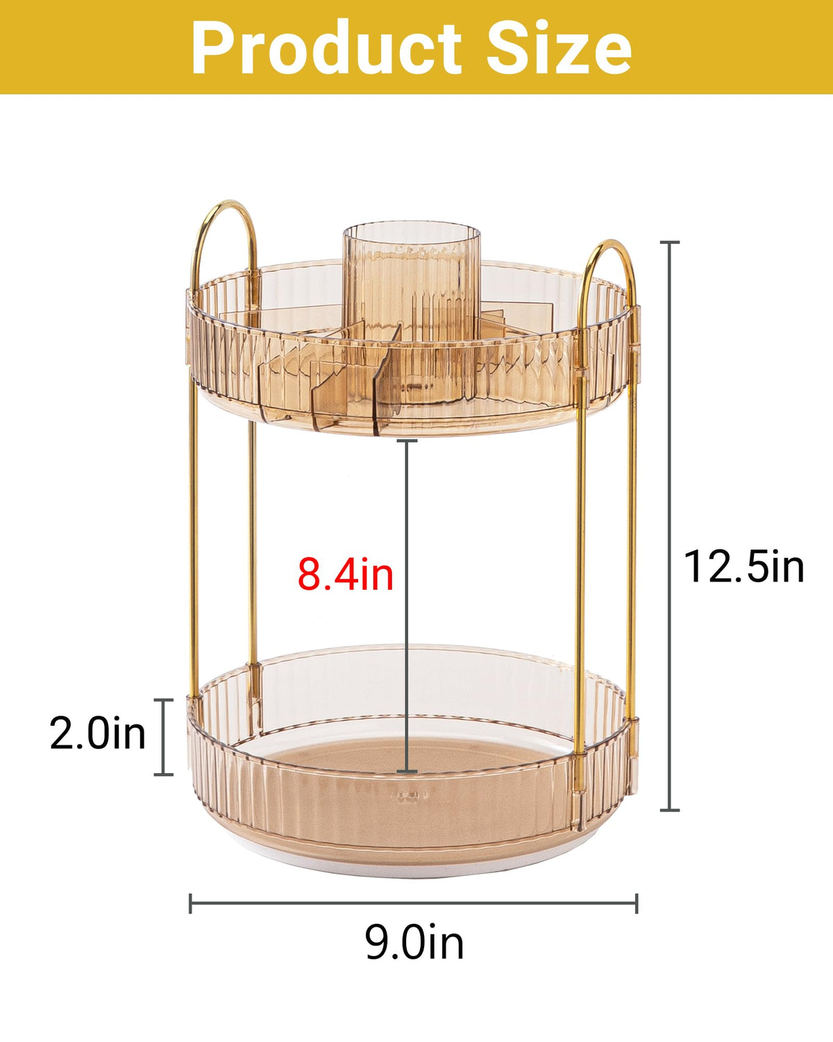 Asayuee 360 Rotating Makeup Organizer for Vanity,2 Tier Large Capacity Skincare Organizers,Bathroom Counter Organizer, Spinning Perfume Organizer & Vanity Organizer (Green-2 Tier)