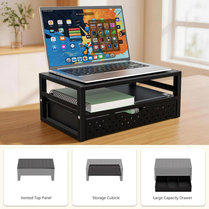 WALI Desk File Organizer, 4 Tier Desktop Paper Letter Tray Organizer with Drawer and 2 Pen Holders, Office Desk Accessories & Workspace Organizers for Office, Home Supplies(DO005DH-B), 1 Pack, Black