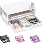 WALI Desk File Organizer, 4 Tier Desktop Paper Letter Tray Organizer with Drawer and 2 Pen Holders, Office Desk Accessories & Workspace Organizers for Office, Home Supplies(DO005DH-B), 1 Pack, Black