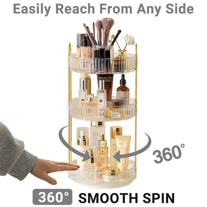 Asayuee 360 Rotating Makeup Organizer for Vanity,2 Tier Large Capacity Skincare Organizers,Bathroom Counter Organizer, Spinning Perfume Organizer & Vanity Organizer (Green-2 Tier)