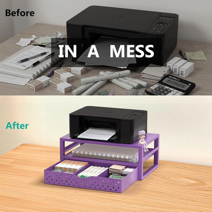 WALI Desk File Organizer, 4 Tier Desktop Paper Letter Tray Organizer with Drawer and 2 Pen Holders, Office Desk Accessories & Workspace Organizers for Office, Home Supplies(DO005DH-B), 1 Pack, Black