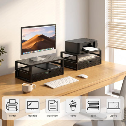 WALI Desk File Organizer, 4 Tier Desktop Paper Letter Tray Organizer with Drawer and 2 Pen Holders, Office Desk Accessories & Workspace Organizers for Office, Home Supplies(DO005DH-B), 1 Pack, Black