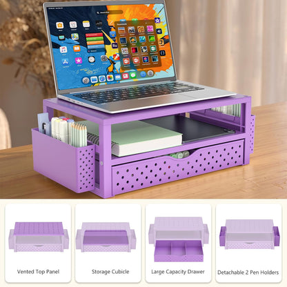 WALI Desk File Organizer, 4 Tier Desktop Paper Letter Tray Organizer with Drawer and 2 Pen Holders, Office Desk Accessories & Workspace Organizers for Office, Home Supplies(DO005DH-B), 1 Pack, Black