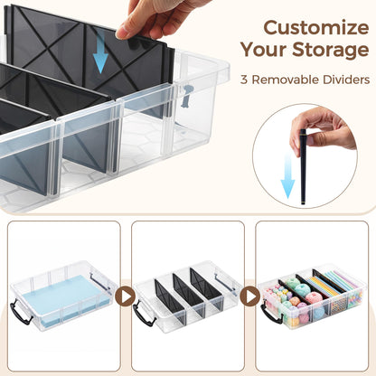 Citylife 17QT Clear Craft Organizers and Storage Box with Removable Tray