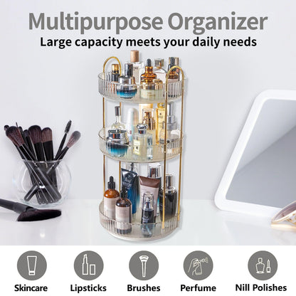 Asayuee 360 Rotating Makeup Organizer for Vanity,2 Tier Large Capacity Skincare Organizers,Bathroom Counter Organizer, Spinning Perfume Organizer & Vanity Organizer (Green-2 Tier)