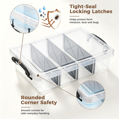 Citylife 17QT Clear Craft Organizers and Storage Box with Removable Tray