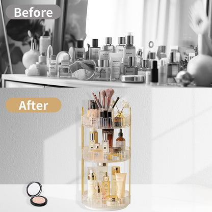 Asayuee 360 Rotating Makeup Organizer for Vanity,2 Tier Large Capacity Skincare Organizers,Bathroom Counter Organizer, Spinning Perfume Organizer & Vanity Organizer (Green-2 Tier)