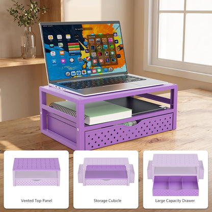 WALI Desk File Organizer, 4 Tier Desktop Paper Letter Tray Organizer with Drawer and 2 Pen Holders, Office Desk Accessories & Workspace Organizers for Office, Home Supplies(DO005DH-B), 1 Pack, Black