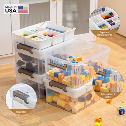 Citylife 17QT Clear Craft Organizers and Storage Box with Removable Tray