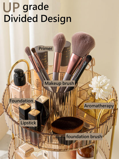 Asayuee 360 Rotating Makeup Organizer for Vanity,2 Tier Large Capacity Skincare Organizers,Bathroom Counter Organizer, Spinning Perfume Organizer & Vanity Organizer (Green-2 Tier)