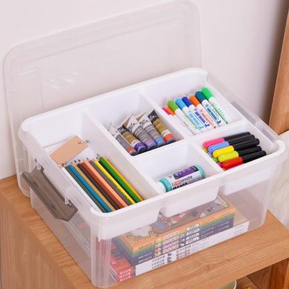 Citylife 17QT Clear Craft Organizers and Storage Box with Removable Tray