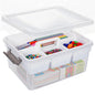 Citylife 17QT Clear Craft Organizers and Storage Box with Removable Tray