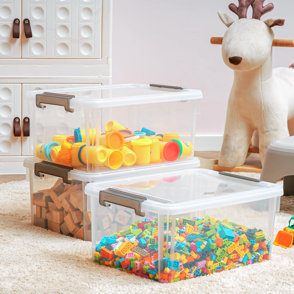 Citylife 17QT Clear Craft Organizers and Storage Box with Removable Tray