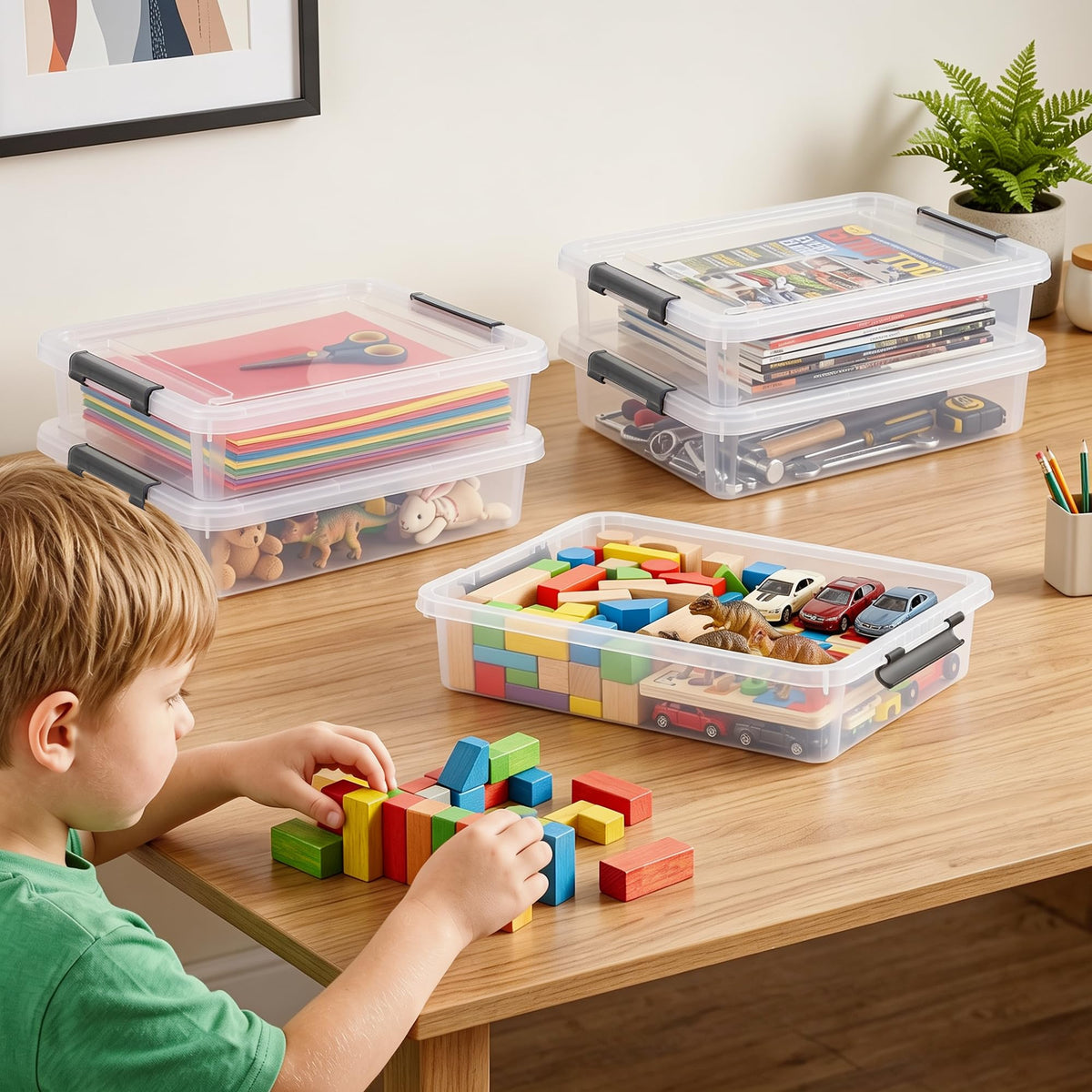 Citylife 17QT Clear Craft Organizers and Storage Box with Removable Tray