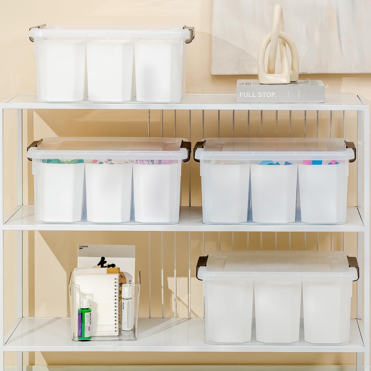 Citylife 17QT Clear Craft Organizers and Storage Box with Removable Tray