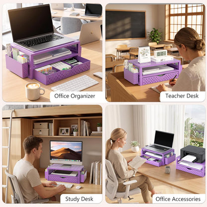 WALI Desk File Organizer, 4 Tier Desktop Paper Letter Tray Organizer with Drawer and 2 Pen Holders, Office Desk Accessories & Workspace Organizers for Office, Home Supplies(DO005DH-B), 1 Pack, Black