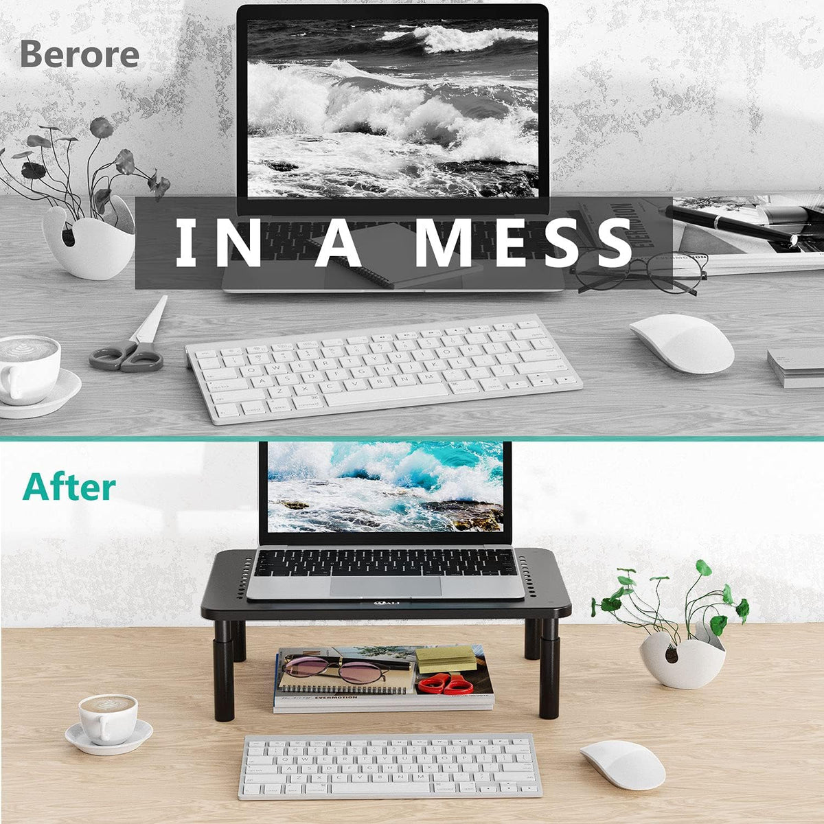 WALI Desk File Organizer, 4 Tier Desktop Paper Letter Tray Organizer with Drawer and 2 Pen Holders, Office Desk Accessories & Workspace Organizers for Office, Home Supplies(DO005DH-B), 1 Pack, Black