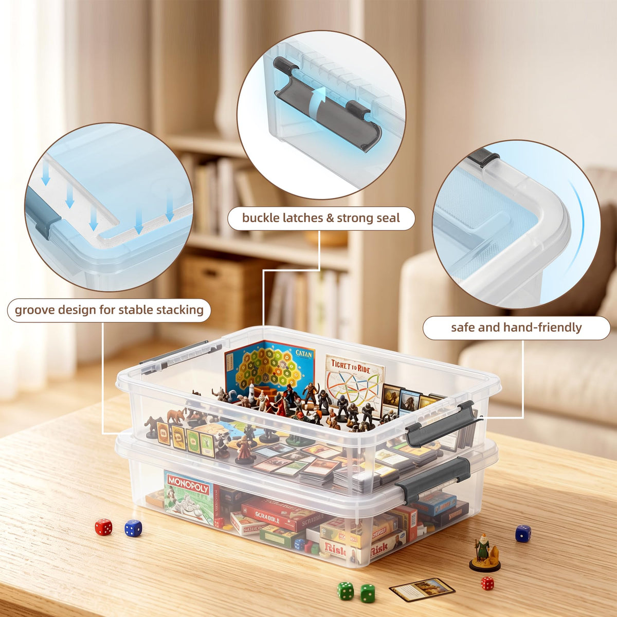 Citylife 17QT Clear Craft Organizers and Storage Box with Removable Tray