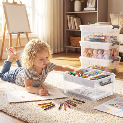 Citylife 17QT Clear Craft Organizers and Storage Box with Removable Tray