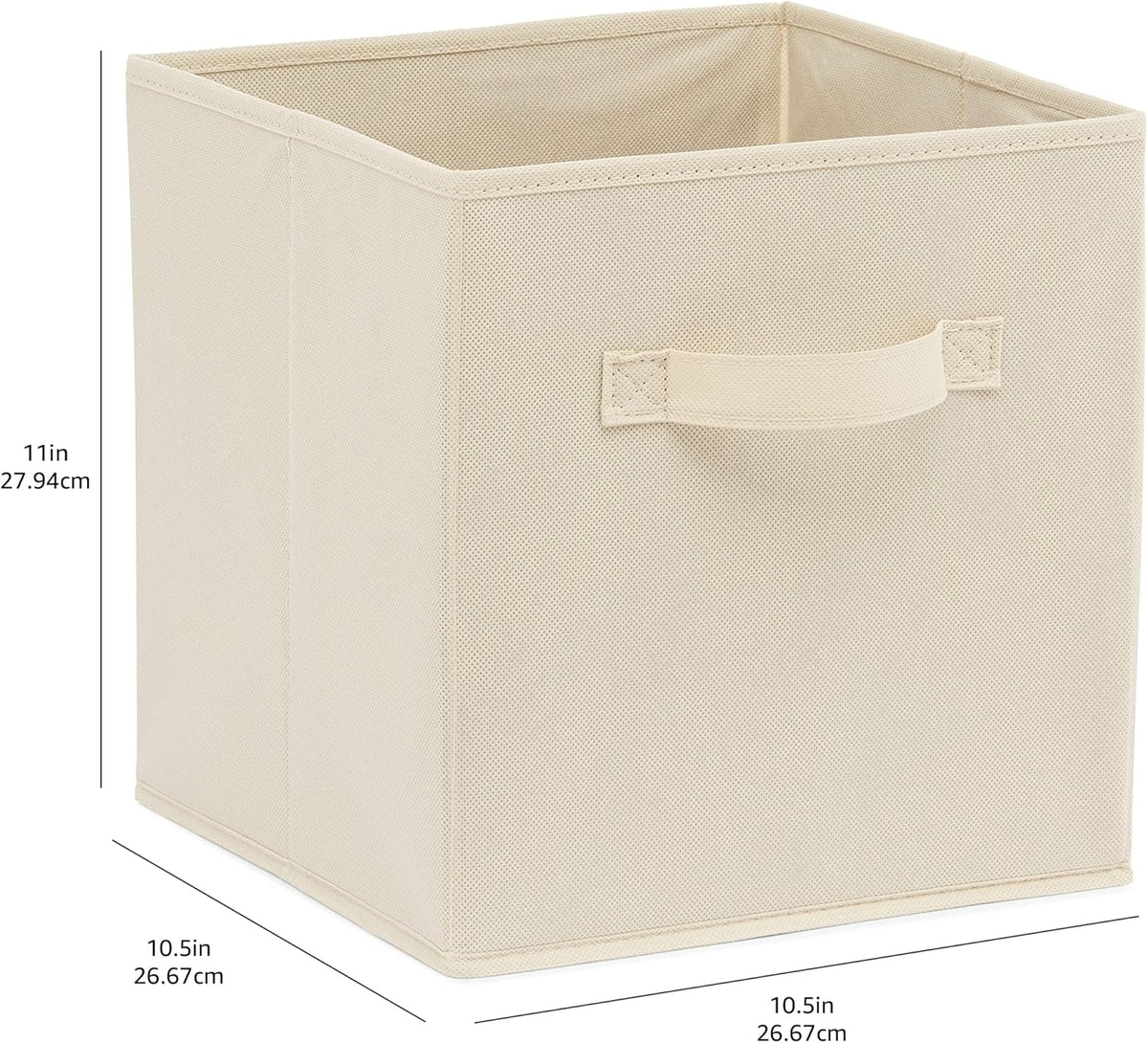 Amazon Basics Collapsible Fabric Storage Cube Bins Organizer with Handles for Organization and Organizing Solution, 13"x13"x13", Beige, 6-Pack