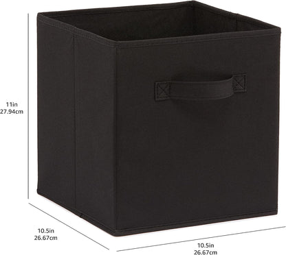 Amazon Basics Collapsible Fabric Storage Cube Bins Organizer with Handles for Organization and Organizing Solution, 13"x13"x13", Beige, 6-Pack