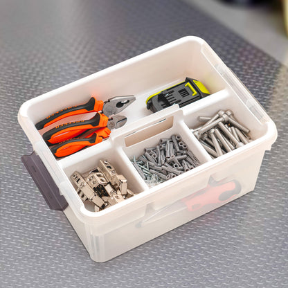 Citylife 17QT Clear Craft Organizers and Storage Box with Removable Tray