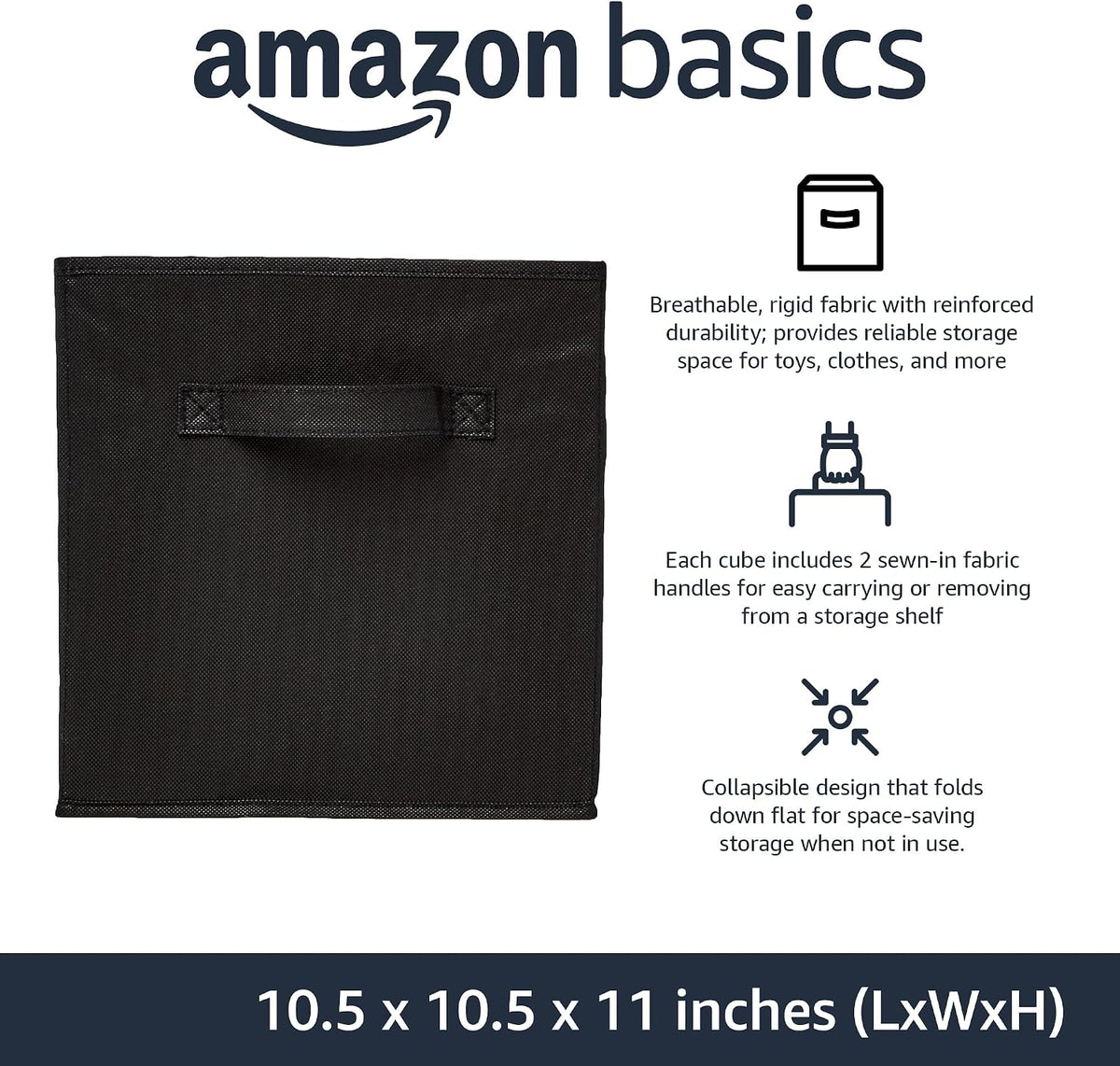 Amazon Basics Collapsible Fabric Storage Cube Bins Organizer with Handles for Organization and Organizing Solution, 13"x13"x13", Beige, 6-Pack