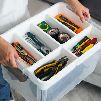 Citylife 17QT Clear Craft Organizers and Storage Box with Removable Tray