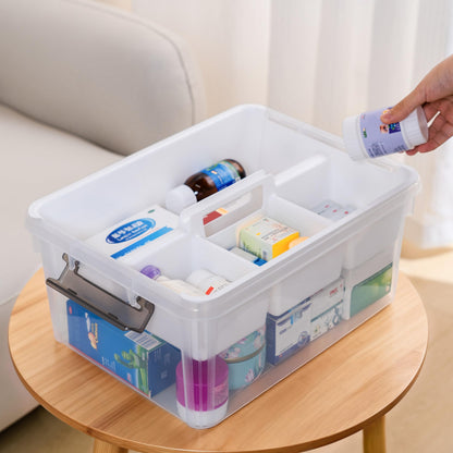 Citylife 17QT Clear Craft Organizers and Storage Box with Removable Tray
