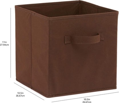 Amazon Basics Collapsible Fabric Storage Cube Bins Organizer with Handles for Organization and Organizing Solution, 13"x13"x13", Beige, 6-Pack