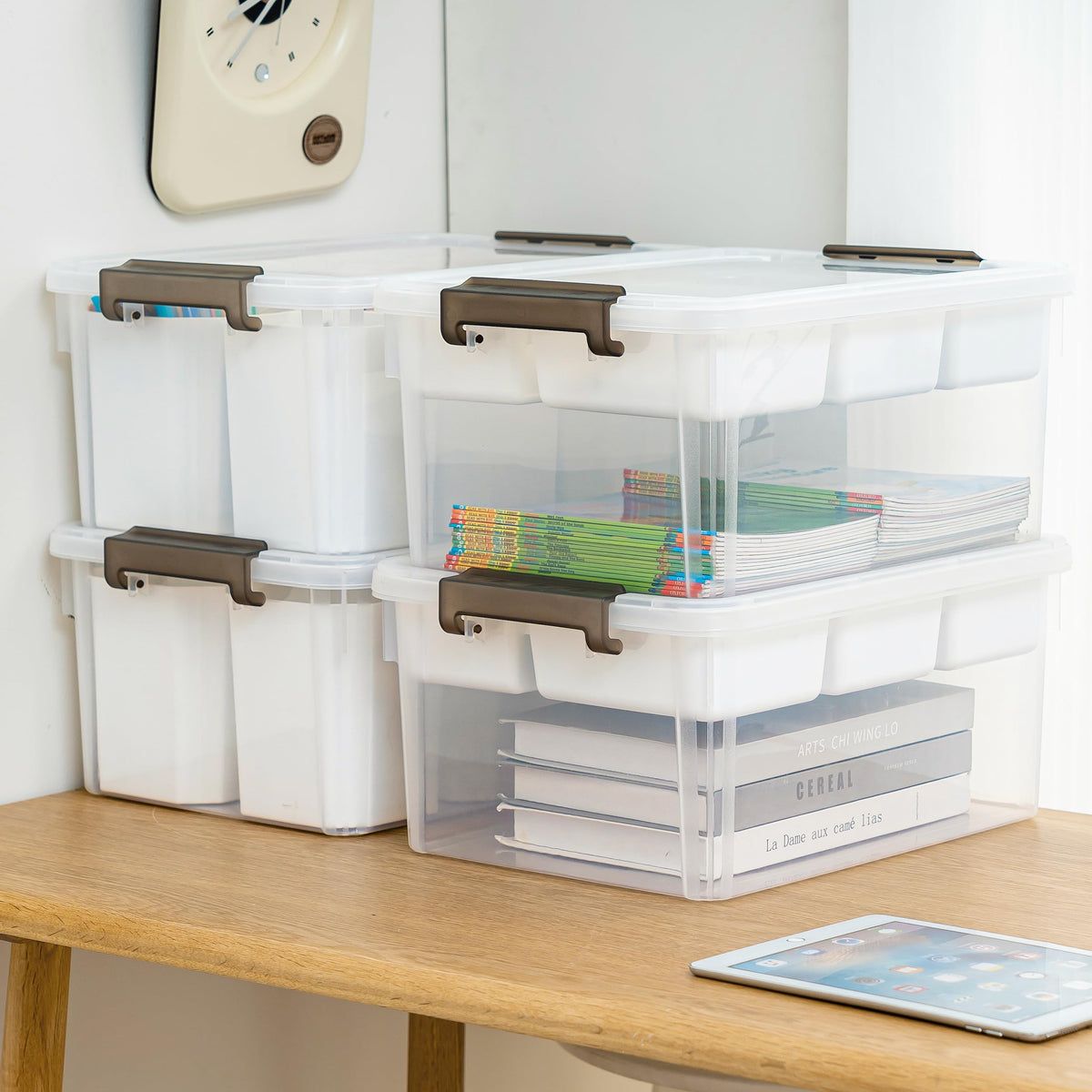 Citylife 17QT Clear Craft Organizers and Storage Box with Removable Tray
