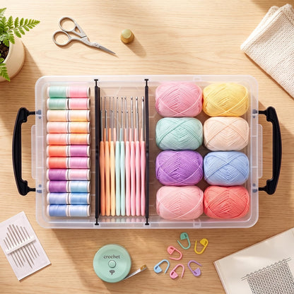 Citylife 17QT Clear Craft Organizers and Storage Box with Removable Tray