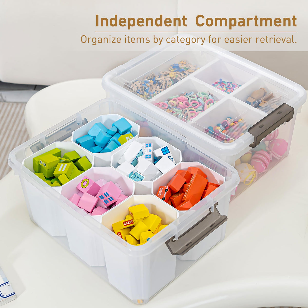 Citylife 17QT Clear Craft Organizers and Storage Box with Removable Tray