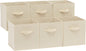 Amazon Basics Collapsible Fabric Storage Cube Bins Organizer with Handles for Organization and Organizing Solution, 13"x13"x13", Beige, 6-Pack
